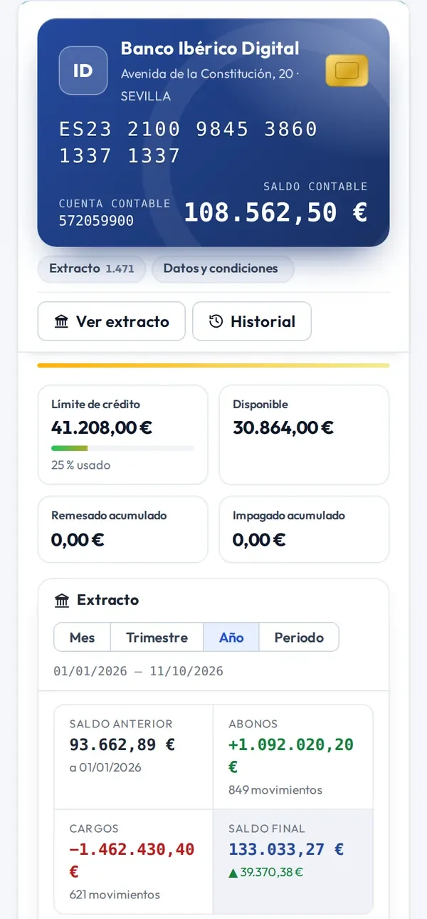 Enterprise Live en el móvil: saldo y movimientos de un banco